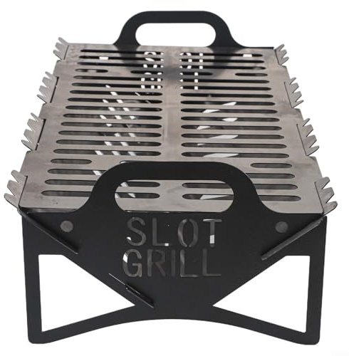 Faltbarer Campinggrill, Edelstahl Outdoor Grill für Holzkohle oder Holzkohle, tragbarer Holzkohlegrill für Camping und Picknick