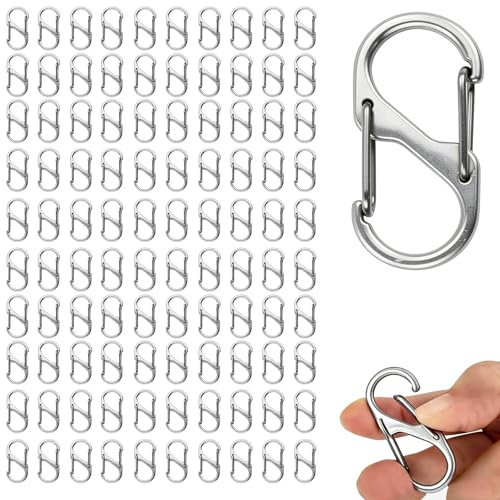 JENCVNL 100 Stück S Karabiner, Mini Karabinerhaken 30 mm mit Doppelöffnung, Klein Karabiner Bunt,Karabinerhaken Klein für Outdoor Camping Wandern
