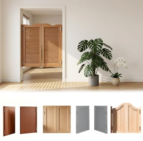 Porta Saloon in Legno Massello con Cerniere a Chiusura Automatica, Porta a Battente Interno come Divisorio per Cucina Caffè Bar Corridoio Scale e Ingresso, Doppia Azione a 180° Kit Completo