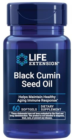 Life Extension Black Cumin Seed Oil, Black Cumin, Immune Health Support, Whole-Body Health, Healthy Aging, Gluten Free, Non-GMO, 60 softgels