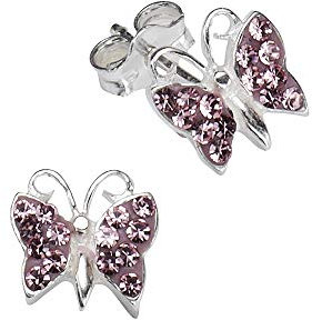 Zeeme for Kids Kinder Ohrringe 925/- Sterling Silber 0,7cm Rhodiniert Kristall weiß 299220011R