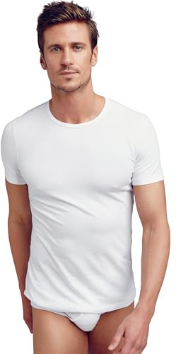 Jockey Modern Classic Round Neck Shirt 2er Pack - Baumwoll T-Shirts für Herren mit Kurzarm| Rundhals-Ausschnitt | Basic mit verstärktem Kragen undlockerer Passform - Doppelpack, in Weiß