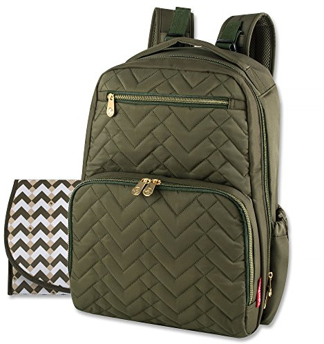 Baby Essentials Fisher-Price Signature Morgan Rucksack Wickeltasche mit Wickelunterlage, Kinderwagen-Clips, Laptopfach