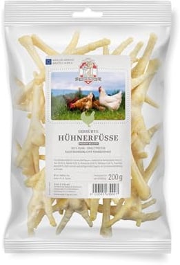 SISSI & FRANZ Hühnerfüße, 200 g, gebrühter und weicher Kausnack für alle Hunde, auch für Hunde mit sensiblen Magen geeignet