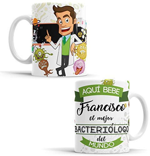 Taza Aquí Bebe el Mejor Bacteriólogo del Mundo/Taza aqui Bebe un Super Bacteriólogo/Taza Personalizada con Nombre/Taza Regalo Original para Bacteriólogo - Taza de cerámica de 350 ML