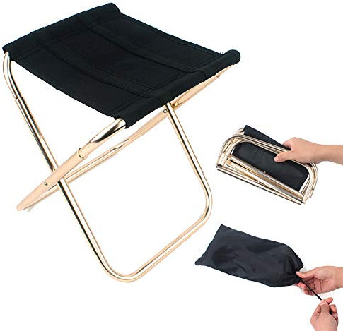 Camping Hocker klappbarer Alu Hocker Sitzhocker für Camping Garten Terrasse Balkon Klapphocker faltbar Klappstuhl pflegeleicht witterungsbeständig Gold Einheitsgröße