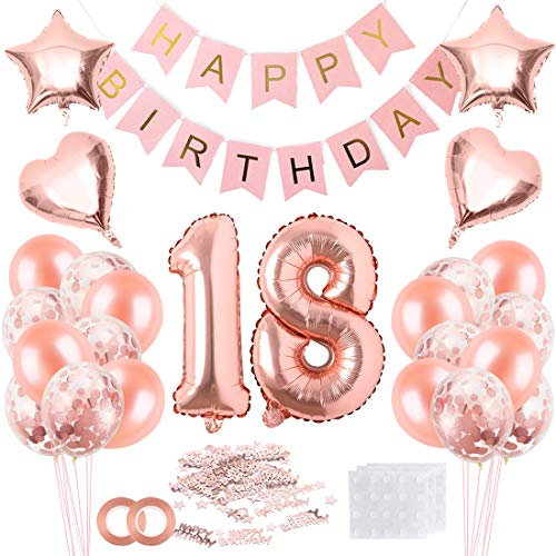Bluelves Palloncini Compleanno 40 Anno, 40 Palloncini Oro Rosa, Palloncino Numero 40, Palloncini Compleanno, Compleanno Palloncini in Lattice Coriandoli Palloncini