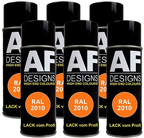 Alex Flittner Designs Spraydose RAL2010 SIGNALORANGE glänzend, glänzend | 6er Pack RAL Spraydosen a 400 ml pro Dose
