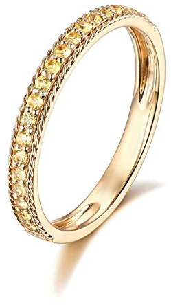 Daesar Damen Ring 18K Gold Eckig Schmal Rund Gelb Saphir 0.21ct Ehering Nickelfrei Hochzeitsring Gold Große 56 (17.8)