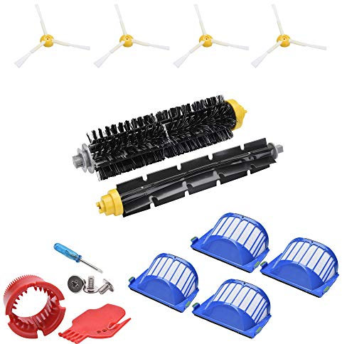 JoyBros Accesorios Kit Recambios para iRobot Roomba Serie 600 692 675 676 694 671 698 697 4x Filtros 4x Cepillos Laterales 2x Juego de Rodillos Principales Repuestos