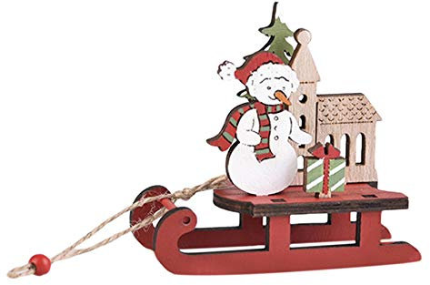 Underleaf Holzschlitten Weihnachtsschmuck/Weihnachten Home Holzdekoration/Cartoon Alter Mann Schneemann Elch Weihnachten zusammengebaut Dekor/DIY Haus,2