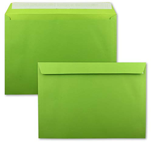 50x große XXL Briefumschläge DIN C4 in Hellgrün (Grün) - 22,9 x 32,4 cm - Haftklebung ohne Fenster - Versandtasche für DIN A4 geeignet