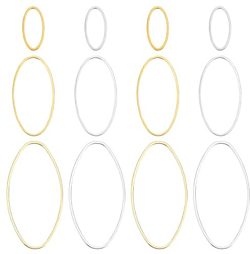OLYCRAFT 240pcs Offene Lünette Anhänger Charm Hohlrahmen Anhänger Rohlinge Oval Ohrring Charms Ovale Offene Lünette Für Ohrringe Machen DIY Schmuck UV Harz Handwerk - Vergoldet & Versilbert