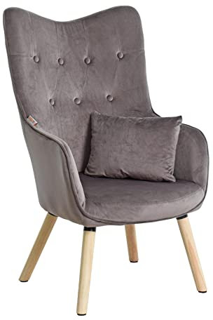 ESTEXO Fernsehsessel TV Sessel Lounge Relaxsessel Polstersessel Lesesessel Stoff Kissen Dunkelgrau Samt