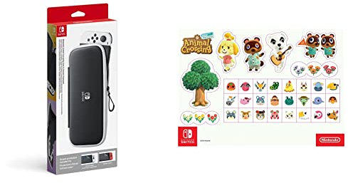 Custodia e Pellicola Protettiva per Nintendo Switch Modello OLED + Stikers Animal Crossing