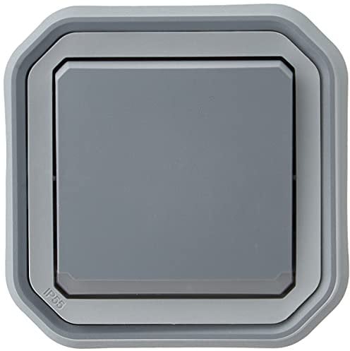 Legrand - Lichtschalter/Wechselschalter, wasserdicht, Plexo 10 A, komplett für Unterputzmontage, mit grauen Krallen