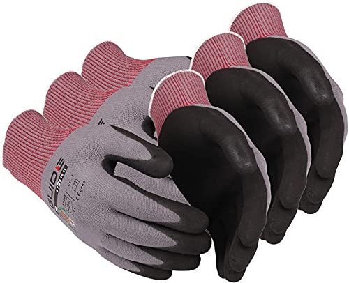 MediMuc 3 Paar Guide 580 Nitril-Schutzhandschuhe teilbeschichtet grau, Arbeitshandschuhe, Größe 7 S