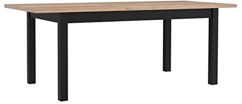 Newroom Esstisch Sonoma Eiche und Schwarz Ausziehbar Modern Industrial - 160,4x76,6x90 cm (BxHxT) - Tisch Eszimmertisch Küchentisch - [Colaro.six] Esszimmer Küche Wohnzimmer Wohnstube