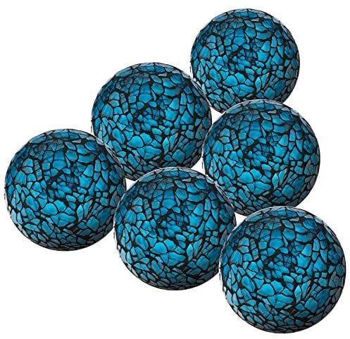 Kepfire Round Glass Sphere 6Pcs/6cm Mosaic Crackl Orbs Bowls Vases Dining Table Centerpiece Wedding Party ​Decorative - Blue