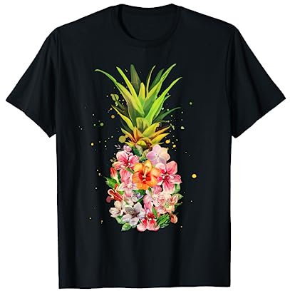 Ananas-Blumen Damen Aloha Hawaii Vintage Hawaii Blumen T-Shirt