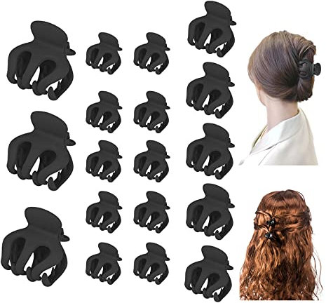 18 Pcs Mollettone Capelli Donna, Capelli Pinzette Nere, Opaco Pinze Per Capelli, Capelli Mollette A Forma Di Zucca, Pinza Capelli Per Fermagli Casual, Lavoro, Casa Mollette Capelli Donna