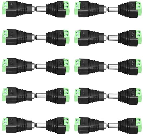 ANLINK 10 Paar DC-Stromverbinder (10 Stecker & 10 Buchsen), DC 5 V, 12 V, 24 V, 36 V, 5,5 mm x 2,1 mm, lötfreie Hohlschraubenklemmen für LED-Streifen, Überwachungskameras, Arduino und mehr