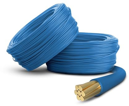 Primes DIY Single Core Conduit Cable 1.5mm Copper Wire Insulated PVC, Stranded Flexible Coil 6491X Electrical Wire, BASEC Approved – Blue Neutral (1 Meter), Home Improvement
