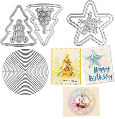 21Pcs/Set Kreis, Stern, Weihnachtsbaum Stanzen Schneiden für Papier Handwerk Kunst Metall Schneiden Werkzeuge für DIY Scrapbooking Papier Karte Schablone Handgemachte Handwerk Scrapbook
