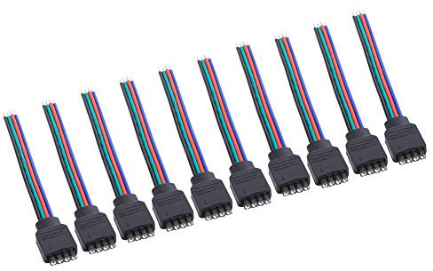 led strip connector, 4pin adapter für led, Anschluss 4 Pin, RGB-Adapter 4Pin, LED-Streifen Verbinder 4 Polig, 10 Stücke 4Pin Männlich Weiblich Stecker Draht Kabel für 3528 5050 SMD LED Streifen Licht