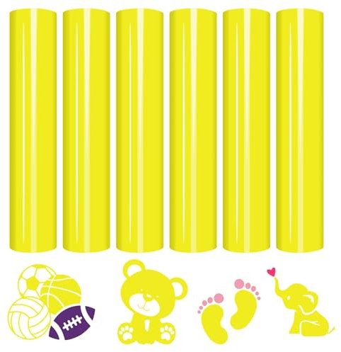 Tintnut Yellow Heat Transfer Vinyl, 6 Sheets 12 x 10 HTV Vinyl, Iron on Vinyl for T-Shirts htv