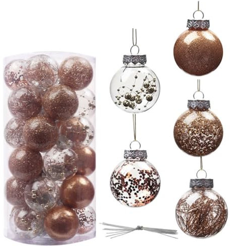 Herfair 30 PCS Weihnachtskugeln Kunststoff Rot Gold Christbaumkugeln Weihnachtsbaumkugeln 6cm Weihnachtsschmuck Baumkugeln Christbaumschmuck Weihnachtsdeko Weihnachten für Weihnachtsbaum (Rosa Gold)