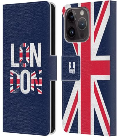 Head Case Designs Fahne Das Beste Von London Leder Brieftaschen Handyhülle Hülle Huelle kompatibel mit Apple iPhone 15 Pro