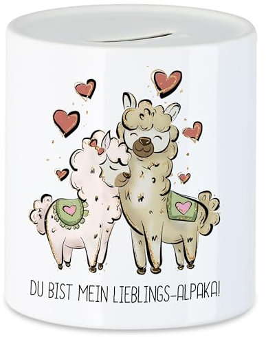 Hey!Print Alpaka Lieblingsalpaka Spardose Valentinstag Freundin Freund Süß Geschenkidee Paar Liebe Couple Jahrestag