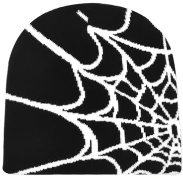 WAMSOLE Y2k Spider Beanie Mützen MEA Culpa Strickmütze Streetwear Kopfbedeckung Winter Wolle Acryl Knit Skull Cap für Herren Damen, Spider-Schwarz / Weiß, Einheitsgröße