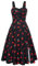 Women Graduation Dress Vintage 80s Swing A Line Knee Length Dresses with Pockets Cherry Black XL