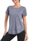 Deaviya Sport T-Shirt Damen, Kurzarmshirt Frauen, Workout Tops Rundhalsausschnitt Athletisch Lässig Laufen Yoga Fitness T-Shirts Locker (DE/NL/SE/PL, Alphanumerisch, XL, Graublau)