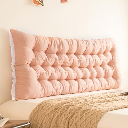 GeRRiT Großes Kopfteilkissen, Bett-Rückenlehne, langes Stützkissen zum Lesen, Doppelbett, Queen-Size-Bett, Lendenkissen, Keilkissen zum Sitzen im Bett, Rosa, 180 cm