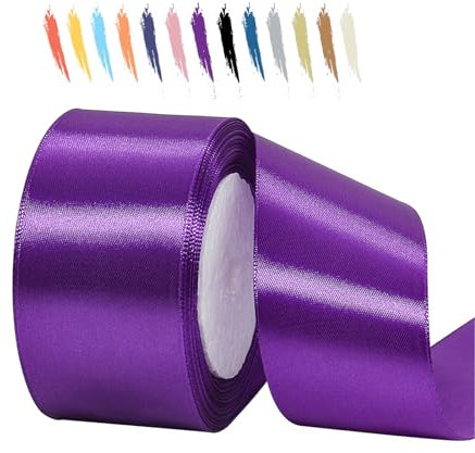 Lila 50mm Satinband 23 Meter, Polyesterband, verschönern Sie Ihre Bastelarbeiten und Feiern, ideal für Geschenkverpackungen, Dekorationen, Hochzeitsautoband, Bänder zum Basteln