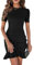 RPAEOY Damen Kleid Elegant Kurzarm Rüschen Bodycon Puffärmel Kurz Kleider Vintage Formal Dress Bleistiftkleid für Cocktail Abend Büro Sommer Herbst Schwarz XL