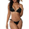 Durio Bikini Damen Set Bikini Triangel Monokini PU Leder Badeanzug Sexy Zweiteiliger Badeanzug Push Up Bikini Badeanzüge für Partys Schwarz M