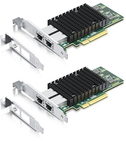 10Gtek [2 Pack 10Gb PCI-E NIC Network Card, Dual Copper RJ45 Port, with Intel X540 Controller, PCI Express Ethernet LAN Adapter Support Windows Server/Windows/Linux/ESX, Compare to Intel X540-T2