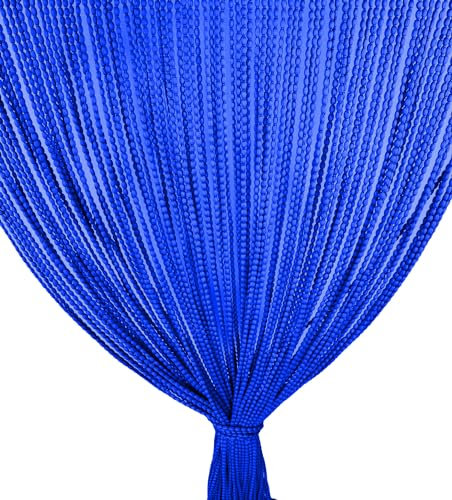 Tex family - Fadenvorhang Mariel | Insektenschutz und geräuscharm | für Türen und Fenster | Einfach anzupassen und zu montieren, Blau, 120 x 220 cm, Polyester