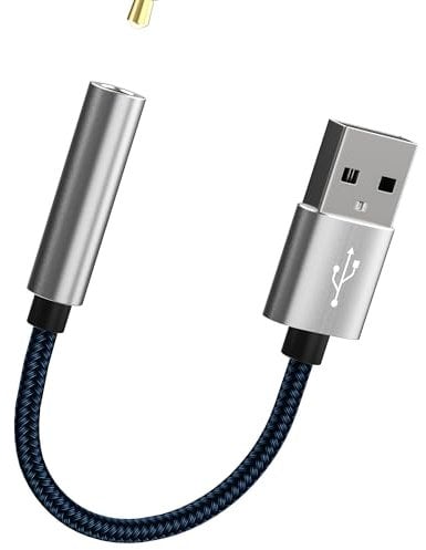 zoyuzan USB to 3.5mm Adapter Audio Jack Converter Cable for Headphone PC Car Microphone External Headset DAC Port Stereo Cord Dongle Interface Speaker Computer Plug Digital Laptop Splitter