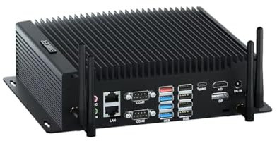 ESIMOER PC Industriale, Mini PC Win 11 Pro Core i5 10210U PC Fanless 16GB RAM 512GB M.2 SSD Dual Ethernet, 6 RS232/RS485 COM HD DP Type-C 4K Triplo Display, 8 USB, GPIO, WiFi Dual Band, BT4.2