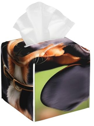 Dackel Weiner Haustier-Hunde-Tücherbox, doppelseitig, wasserdicht, leicht und stilvoll, ideal für Auto, Badezimmer und mehr