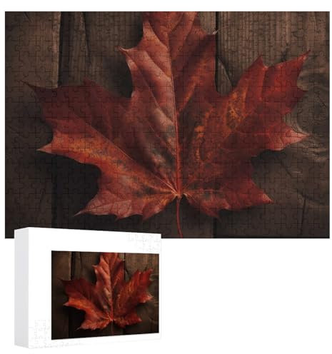 Blätter auf Holzbrett-Puzzle, 300 Stück, personalisierbar, für Erwachsene, Fotos, Puzzle für Familie, anspruchsvolles Bilderpuzzle mit Aufbewahrungstasche, Heimdekoration, Puzzle
