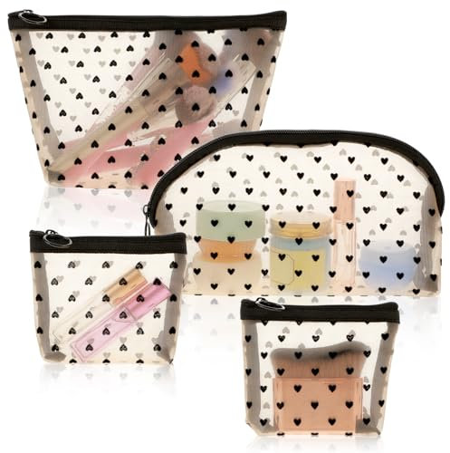 Giantree 4 Stück Kosmetiktasche, Netz Make Up Tasche Reise Schminktasche Tragbare Kulturkoffer Mini Kosmetikbeutel Reise Netztasche Organizer Tasche für Kosmetik Toilettenartikel