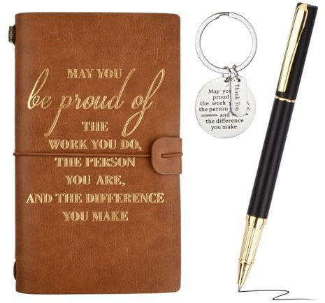 PTJJXA PU Leder Notizbuch Vintage Nachfüllbar a6, Tagebuch a6 mit Stift und Schlüsselanhänger, Notizbuch a6 Nachfüllbar, Notizbuch Vintage Reisetagebuch Leder für Schule, Business, Büro (Khaki)