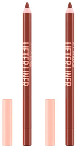 Maybelline New York Lifter Liner Lippenstift, feuchtigkeitsspendend, intensive Farbe, satiniertes Finish mit Hyaluronsäure und Jojobaöl, Farbe 01 Cross The Line – 2 Bleistifte