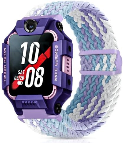 Hexasider Kids Straps Compatible with Watch Phone Z7/Z6/Z1, Nylon Braided Wristbands for imoo Smartwatch Kids Z1/Z6/Z7 Replacement Bands for Girls Boys, Violet